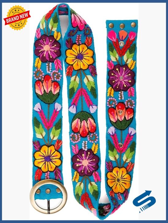 Handmade Embroidered Floral Wool Belt Fair Trade Women\'s Accessory main image 6